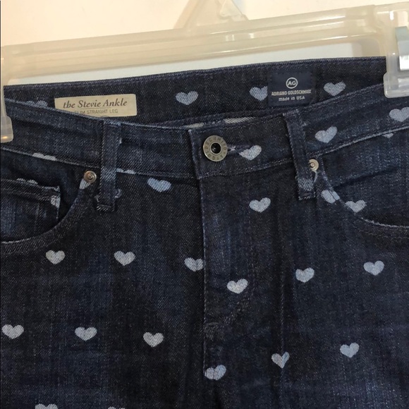 AG Stevie Ankle Heart Skinny Jeans Valentine’s Day - Picture 4 of 6